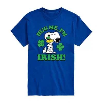 Novelty Mens Crew Neck Short Sleeve Snoopy Graphic T-shirt In Blue