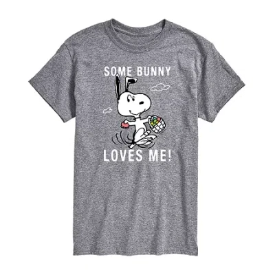 Novelty Mens Crew Neck Short Sleeve Snoopy Graphic T-shirt In Gray