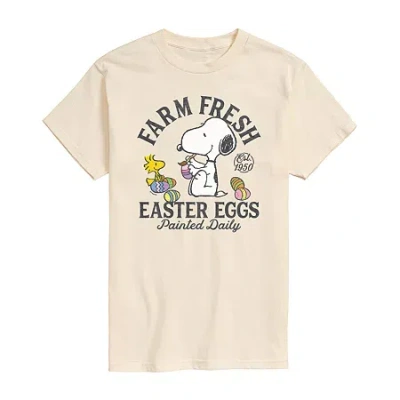 Novelty Mens Crew Neck Short Sleeve Snoopy Graphic T-shirt In Neutral