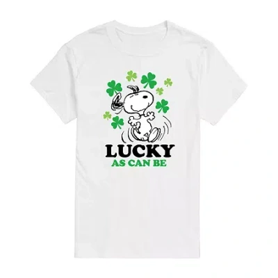 Novelty Mens Crew Neck Short Sleeve Snoopy Graphic T-shirt In White