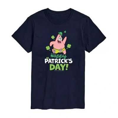 Novelty Mens Crew Neck Short Sleeve Spongebob Graphic T-shirt In Blue