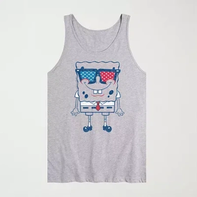 Novelty Mens Crew Neck Short Sleeve Spongebob Tank Top In Gray