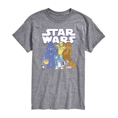 Novelty Mens Crew Neck Short Sleeve Star Wars Graphic T-shirt In Gray