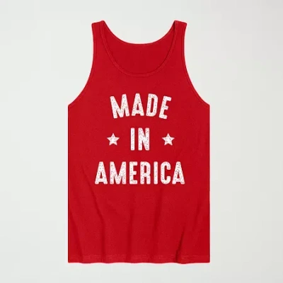Novelty Mens Crew Neck Short Sleeve Tank Top In Red