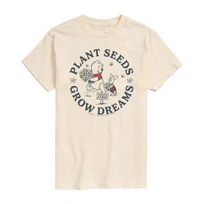 Novelty Mens Crew Neck Short Sleeve Winnie The Pooh Graphic T-shirt In Neutral