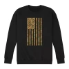 Novelty Mens Long Sleeve Camo American Flag Graphic T-shirt In Black
