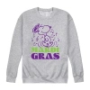 Novelty Mens Long Sleeve Peanuts Mardi Gras Sweatshirt In Gray
