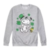 Novelty Mens Long Sleeve Peanuts St. Patrick's Day Sweatshirt In Gray