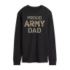 Novelty Mens Long Sleeve Proud Army Dad Graphic T-shirt In Black