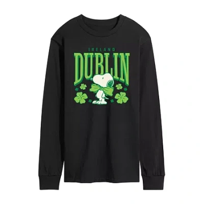 Novelty Mens Long Sleeve Snoopy Dublin T-shirt In Black
