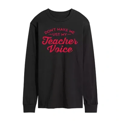Novelty Mens Long Sleeve Teacher Graphic T-shirt In Black