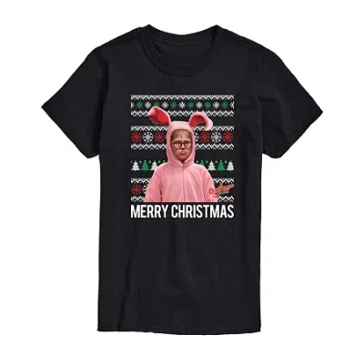 Novelty Mens Short Sleeve A Christmas Story Graphic T-shirt In Black