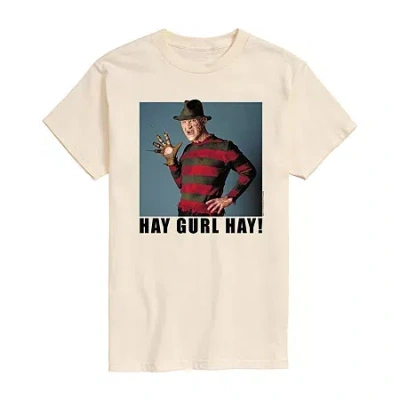 Novelty Mens Short Sleeve A Nightmare On Elm Street Graphic T-shirt In Sand