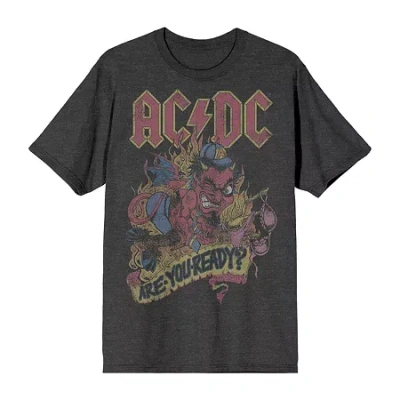 Novelty Mens Short Sleeve Ac/dc Graphic T-shirt In Gray
