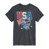 Novelty Mens Short Sleeve Americana Lilo & Stitch Stitch Graphic T-shirt In Gray