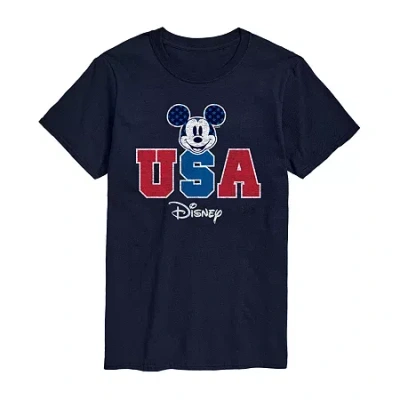 Novelty Mens Short Sleeve Americana Mickey Mouse Graphic T-shirt In Blue