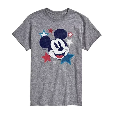 Novelty Mens Short Sleeve Americana Mickey Mouse Graphic T-shirt In Gray