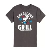Novelty Mens Short Sleeve Americana Peanuts Snoopy Graphic T-shirt In Gray