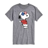 Novelty Mens Short Sleeve Americana Snoopy Graphic T-shirt In Gray