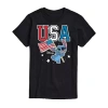 Novelty Mens Short Sleeve Americana Stitch Graphic T-shirt In Black