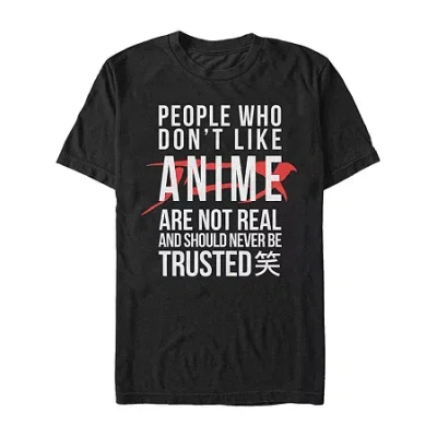 Novelty Mens Short Sleeve Anime Graphic T-shirt In Black