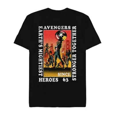 Novelty Mens Short Sleeve Avengers Graphic T-shirt In Black