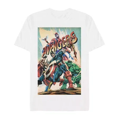 Novelty Mens Short Sleeve Avengers Graphic T-shirt In White