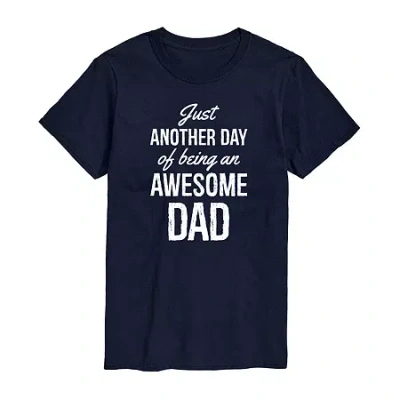 Novelty Mens Short Sleeve Awesome Dad Graphic T-shirt In Blue