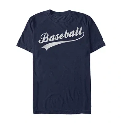 Novelty Mens Short Sleeve Baseball Graphic T-shirt In Blue