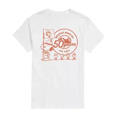 Novelty Mens Short Sleeve Beagle Scouts 50 Years Peanuts Graphic T-shirt In White