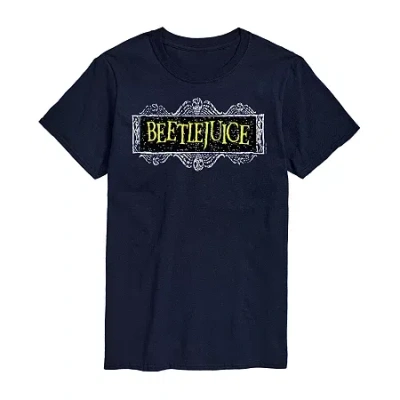 Novelty Mens Short Sleeve Beetlejuice Graphic T-shirt In Blue