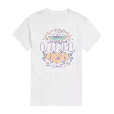 Novelty Mens Short Sleeve California Graphic T-shirt In White
