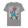 Novelty Mens Short Sleeve Captain America Graphic T-shirt In Gray