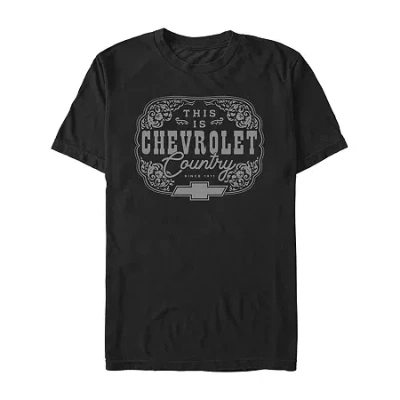 Novelty Mens Short Sleeve Chevrolet Graphic T-shirt In Black