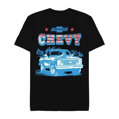 Novelty Mens Short Sleeve Chevrolet Truck Graphic T-shirt In Black