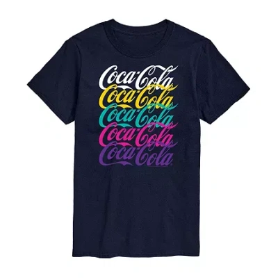Novelty Mens Short Sleeve Coca-cola Graphic T-shirt In Blue