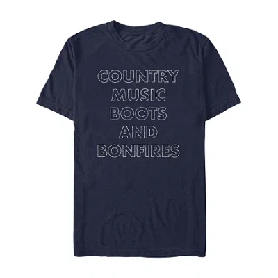 Novelty Mens Short Sleeve Country Music Graphic T-shirt In Blue
