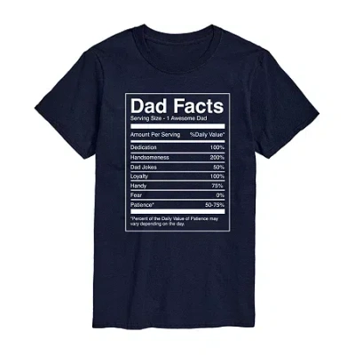 Novelty Mens Short Sleeve Dad Facts Graphic T-shirt In Blue
