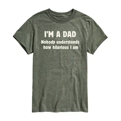 Novelty Mens Short Sleeve Dad Graphic T-shirt In Green