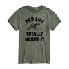 Novelty Mens Short Sleeve Dad Life Graphic T-shirt In Green