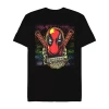 Novelty Mens Short Sleeve Deadpool Graphic T-shirt In Black
