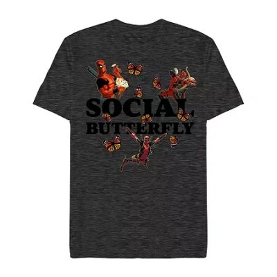Novelty Mens Short Sleeve Deadpool Graphic T-shirt In Gray