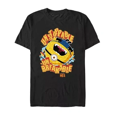 Novelty Mens Short Sleeve Despicable Me 4 Graphic T-shirt In Black