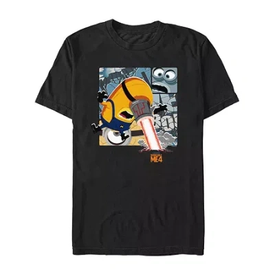 Novelty Mens Short Sleeve Despicable Me 4 Graphic T-shirt In Black