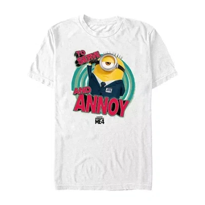 Novelty Mens Short Sleeve Despicable Me 4 Graphic T-shirt In White
