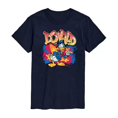 Novelty Mens Short Sleeve Donald Duck Graphic T-shirt In Blue