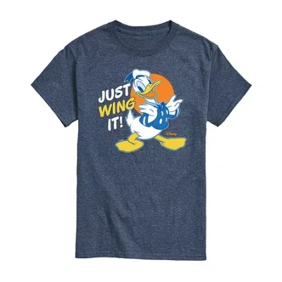 Novelty Mens Short Sleeve Donald Duck Graphic T-shirt In Blue