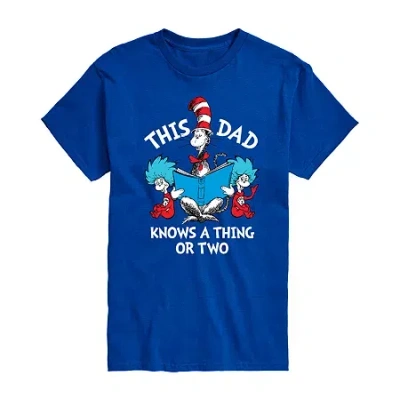 Novelty Mens Short Sleeve Dr. Seuss Dad Graphic T-shirt In Blue