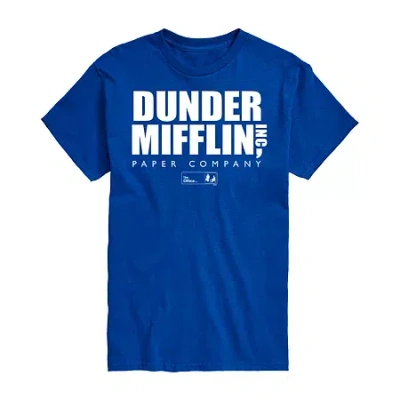 Novelty Mens Short Sleeve Dunder Mifflin Graphic T-shirt In Blue
