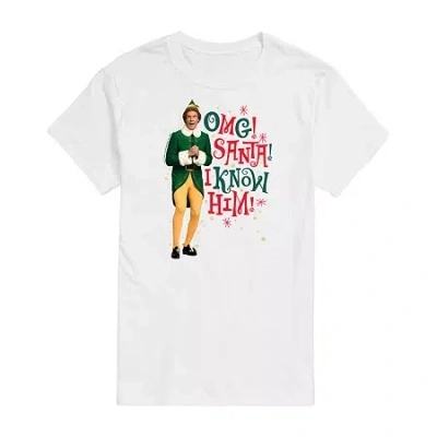 Novelty Mens Short Sleeve Elf Graphic T-shirt In White